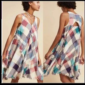 Anthropologie Maeve by Anthropologie Cotton Patchwork Asymmetrical Swing Dress